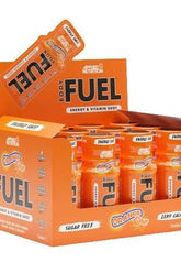Applied Nutrition Bodyfuel Energy Shots box containing 12 orange energy shots, sugar-free and vitamin-rich.